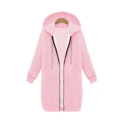 Dames Lange Hoodie Met Capuchon En Ritssluiting