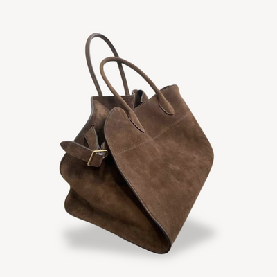 Dames Bruine Suède Handtas Met Luxe Afwerking
