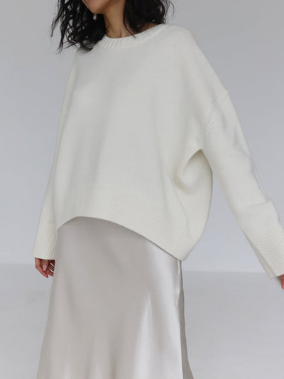 Dames Effen Oversized Gebreide Trui Met Lange Mouwen