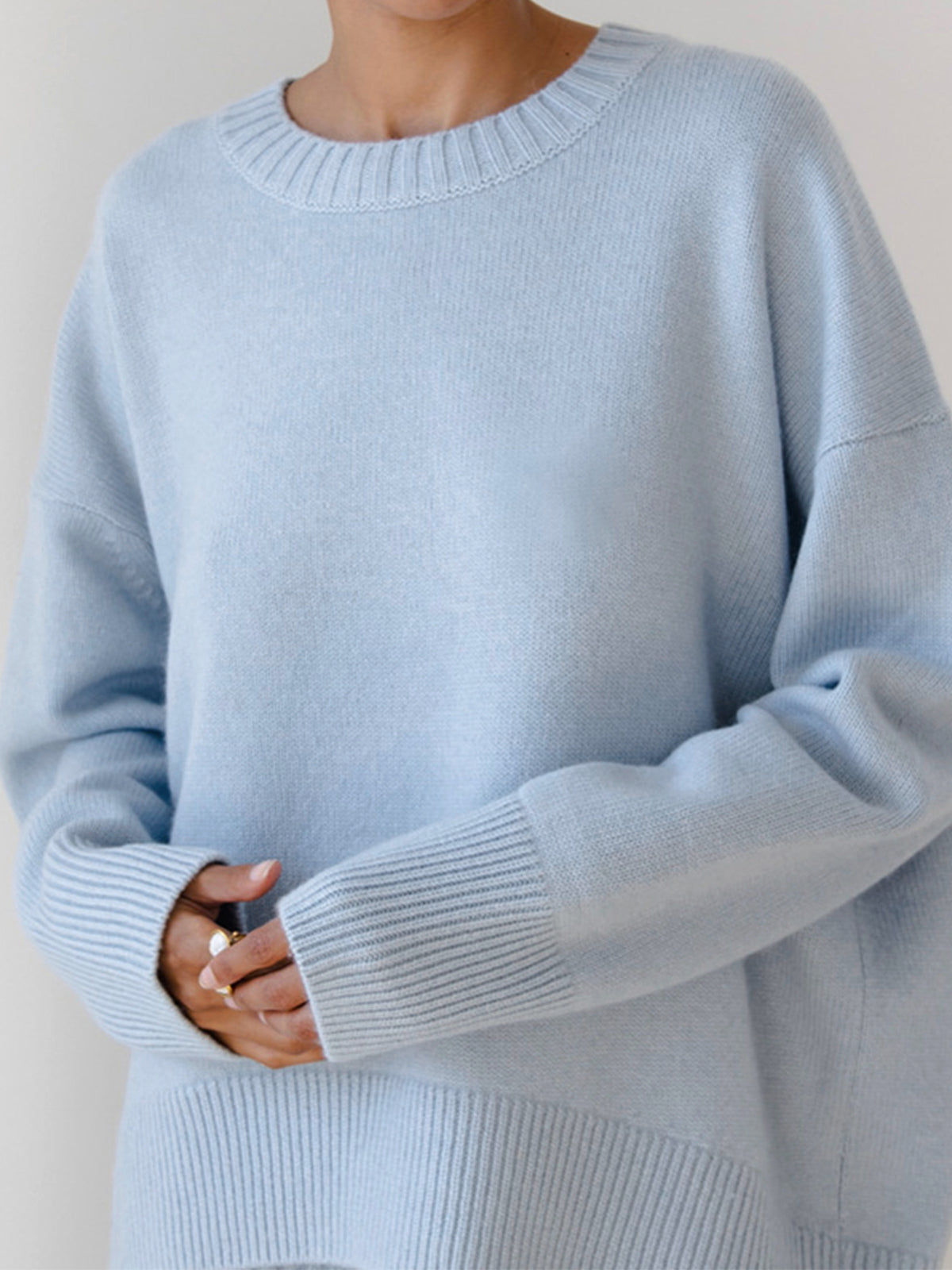 Dames Effen Oversized Gebreide Trui Met Lange Mouwen