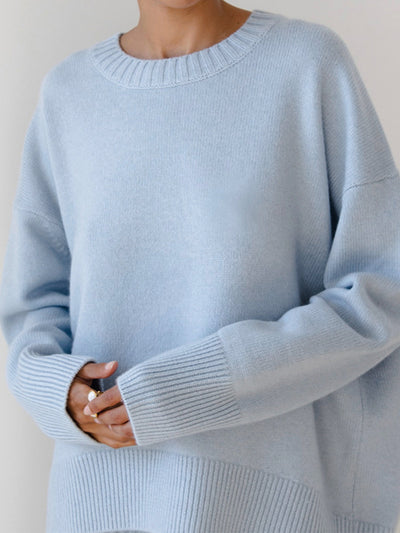 Dames Effen Oversized Gebreide Trui Met Lange Mouwen