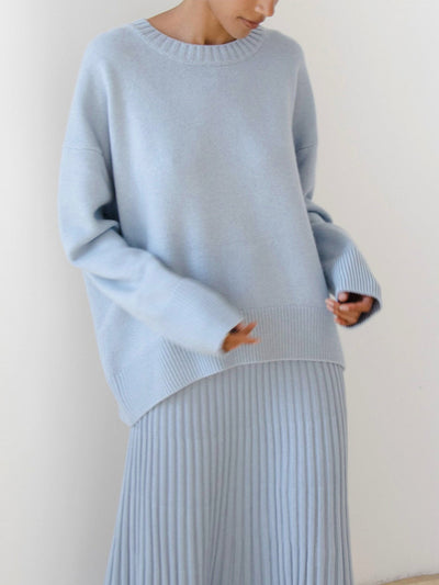 Dames Effen Oversized Gebreide Trui Met Lange Mouwen
