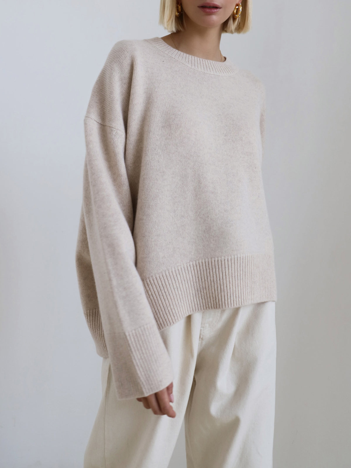 Dames Effen Oversized Gebreide Trui Met Lange Mouwen