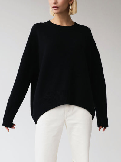 Dames Effen Oversized Gebreide Trui Met Lange Mouwen