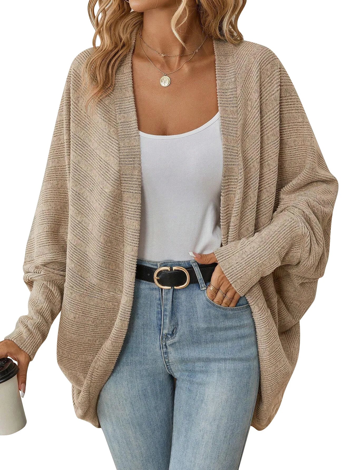 Dames Mid-Lange Elegante Cardigan Voor Herfst En Winter