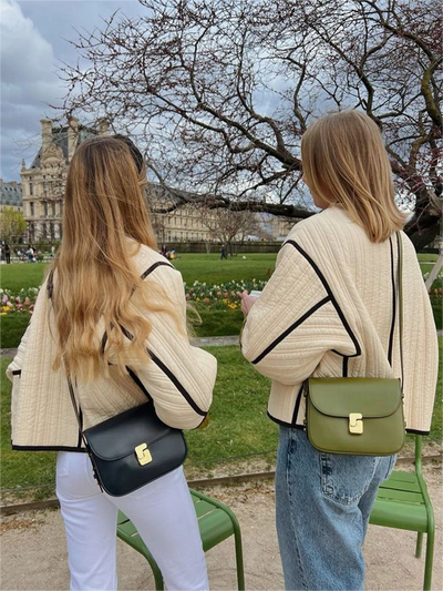Dames Herfst Jas Met Contrasterende Kleuren En Wijde Mouwen