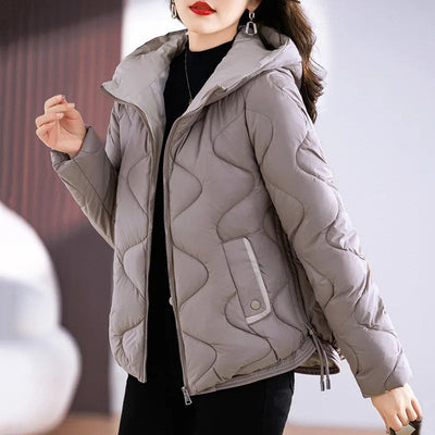 Dames Quilted Gewatteerde Pufferjas Met Capuchon En Rits