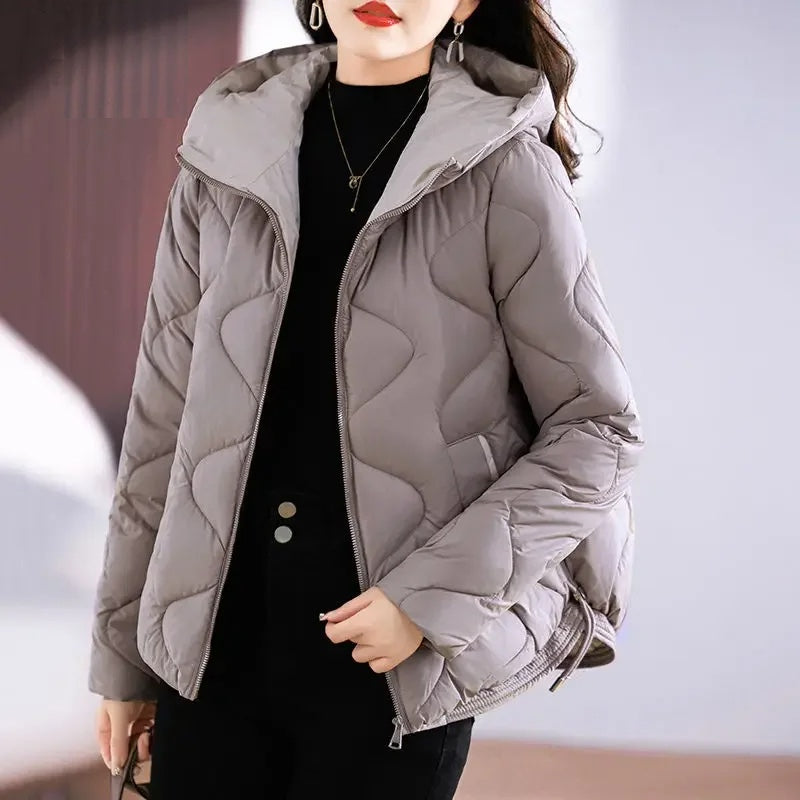 Dames Quilted Gewatteerde Pufferjas Met Capuchon En Rits
