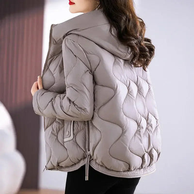 Dames Quilted Gewatteerde Pufferjas Met Capuchon En Rits