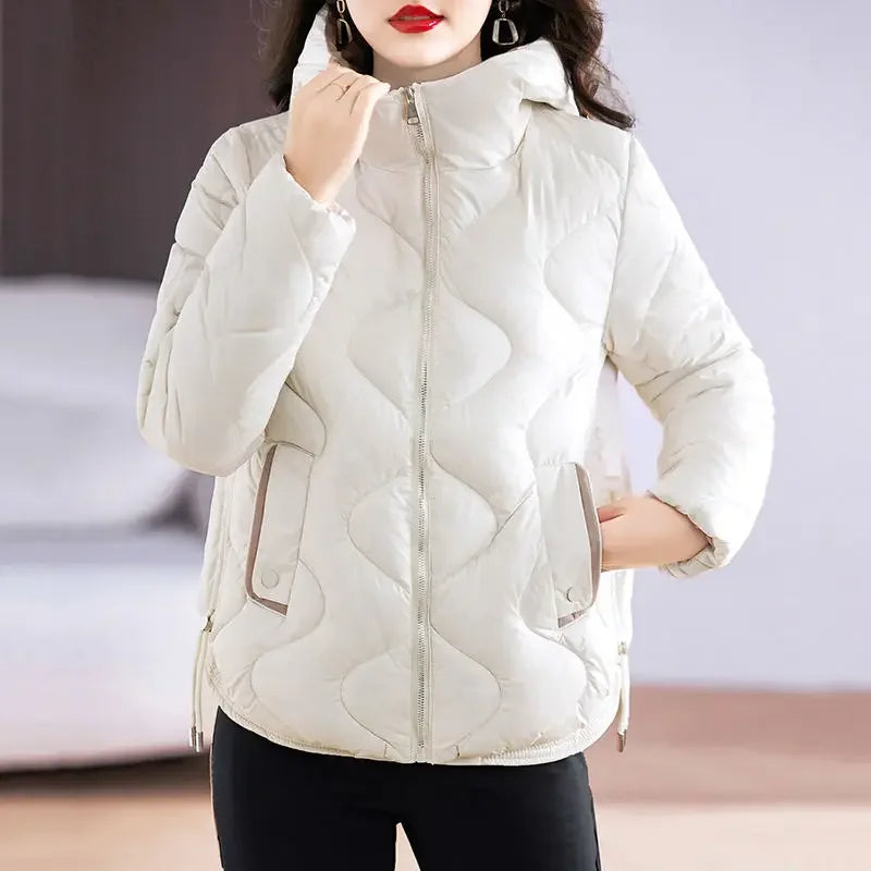 Dames Quilted Gewatteerde Pufferjas Met Capuchon En Rits