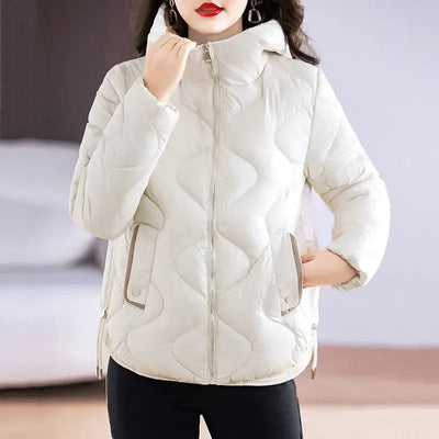 Dames Quilted Gewatteerde Pufferjas Met Capuchon En Rits