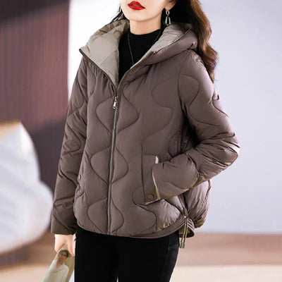 Dames Quilted Gewatteerde Pufferjas Met Capuchon En Rits