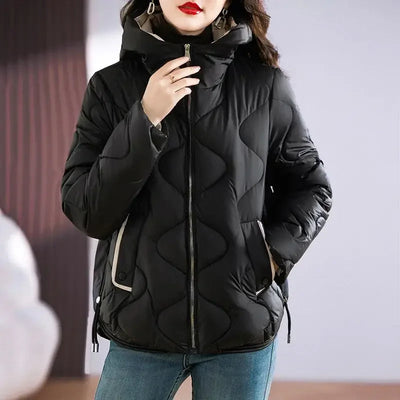 Dames Quilted Gewatteerde Pufferjas Met Capuchon En Rits