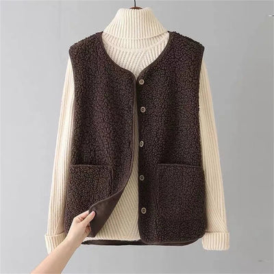Dames Wollen Gilet Met Knoopsluiting En Zakjes