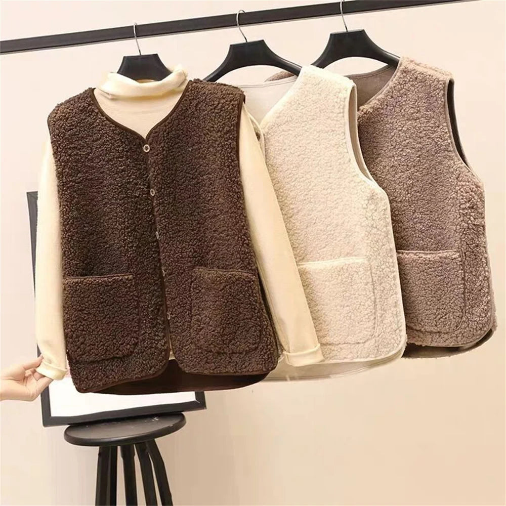 Dames Wollen Gilet Met Knoopsluiting En Zakjes