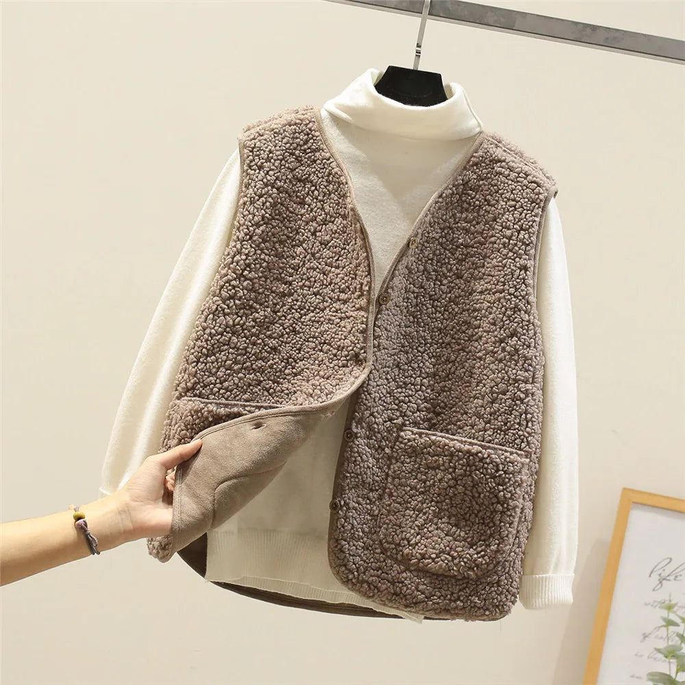 Dames Wollen Gilet Met Knoopsluiting En Zakjes