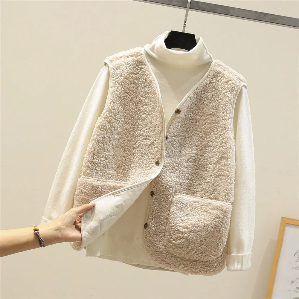 Dames Wollen Gilet Met Knoopsluiting En Zakjes