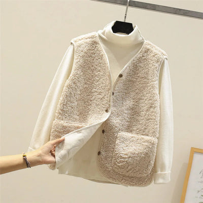Dames Wollen Gilet Met Knoopsluiting En Zakjes