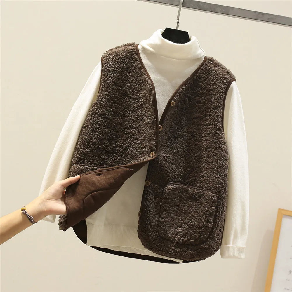 Dames Wollen Gilet Met Knoopsluiting En Zakjes