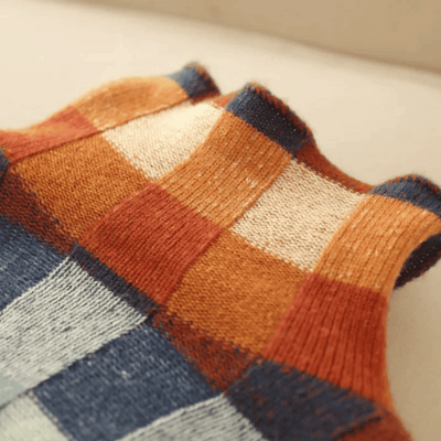 Dames Comfortabele Gebreide Coltrui Met Geruit Cashmere Design