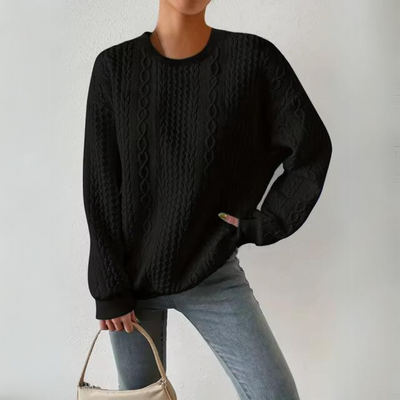 Dames Gebreide Sweater Met Ronde Hals En Lange Mouwen