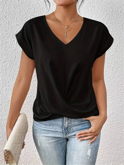Dames T-Shirt Met Korte Mouwen En V-Hals