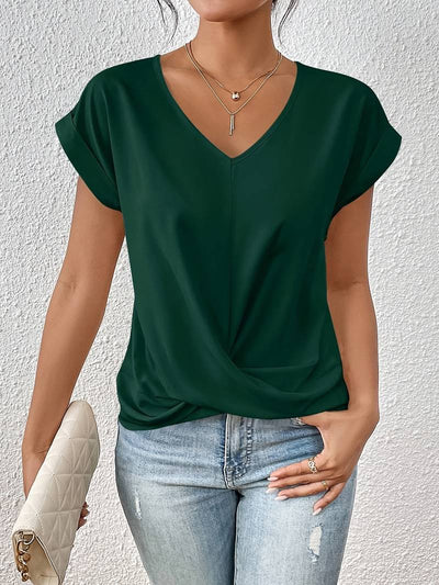 Dames T-Shirt Met Korte Mouwen En V-Hals