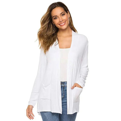 Dames Casual Effen Cardigan Met Open Voorkant En Zakken