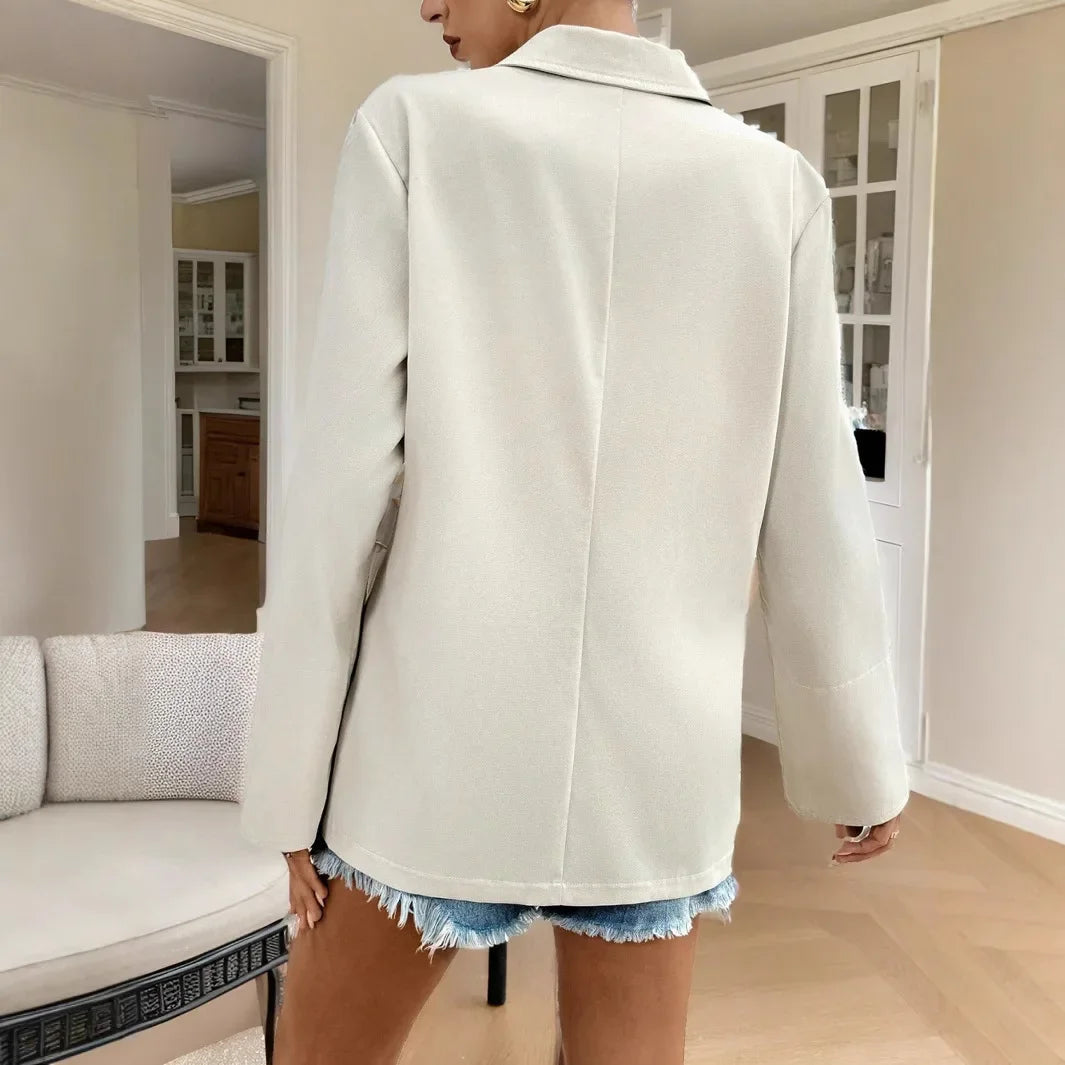 Dames Effen Blazer Met Reverskraag En Dubbele Knoopsluiting
