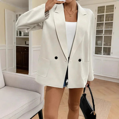 Dames Effen Blazer Met Reverskraag En Dubbele Knoopsluiting