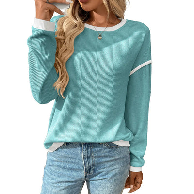Dames Casual Losse Gebreide Blouse Met Lange Mouwen