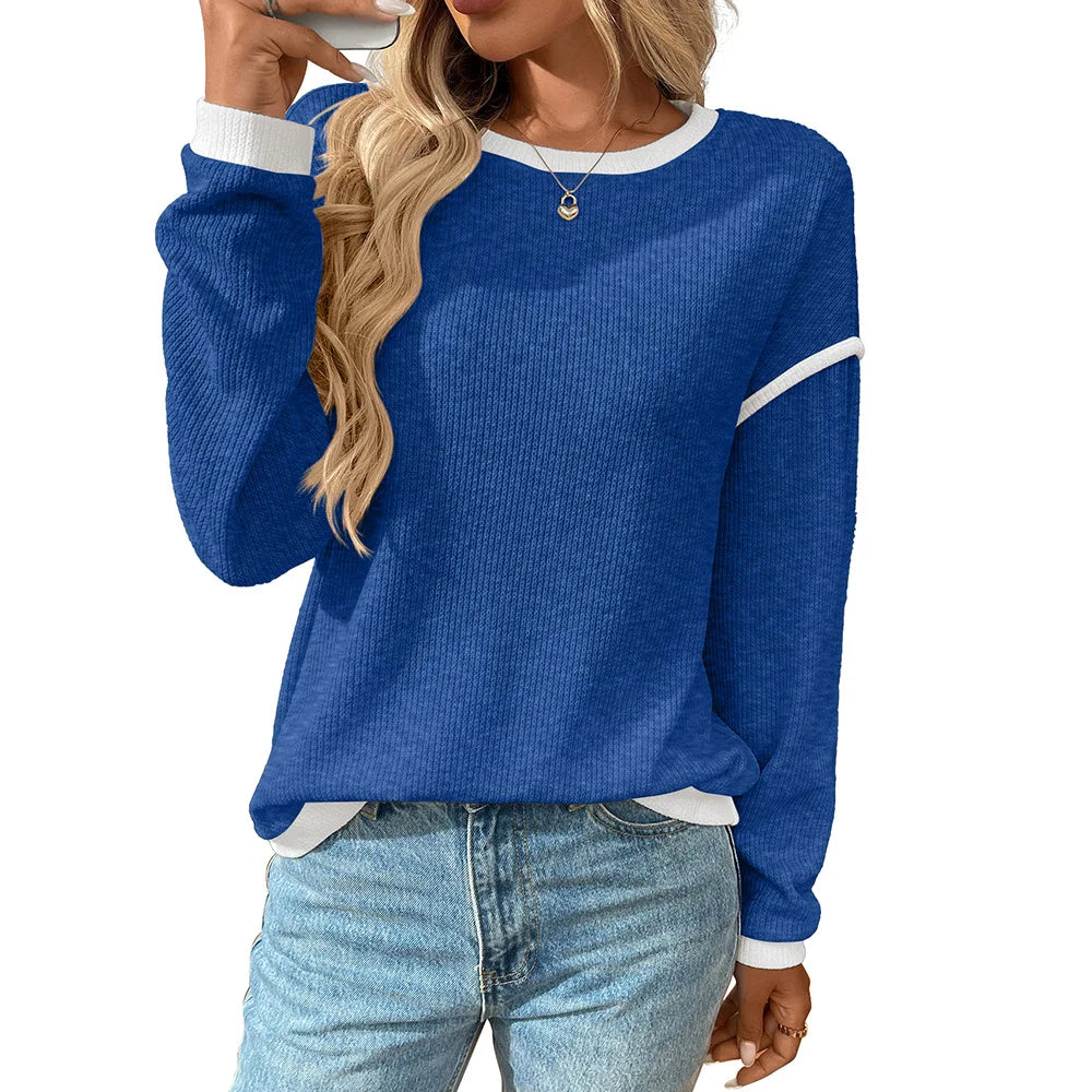 Dames Casual Losse Gebreide Blouse Met Lange Mouwen