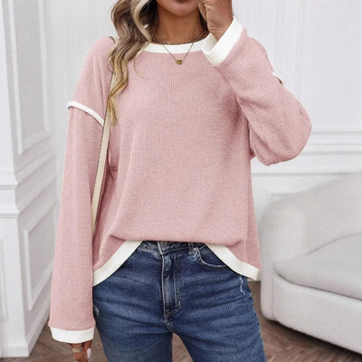 Dames Casual Losse Gebreide Blouse Met Lange Mouwen