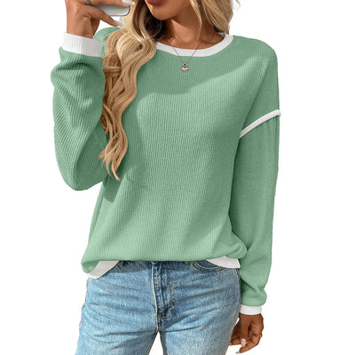 Dames Casual Losse Gebreide Blouse Met Lange Mouwen
