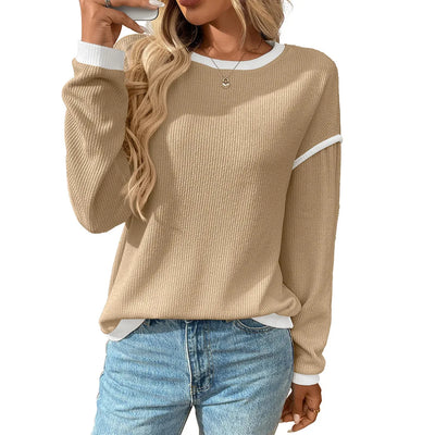 Dames Casual Losse Gebreide Blouse Met Lange Mouwen