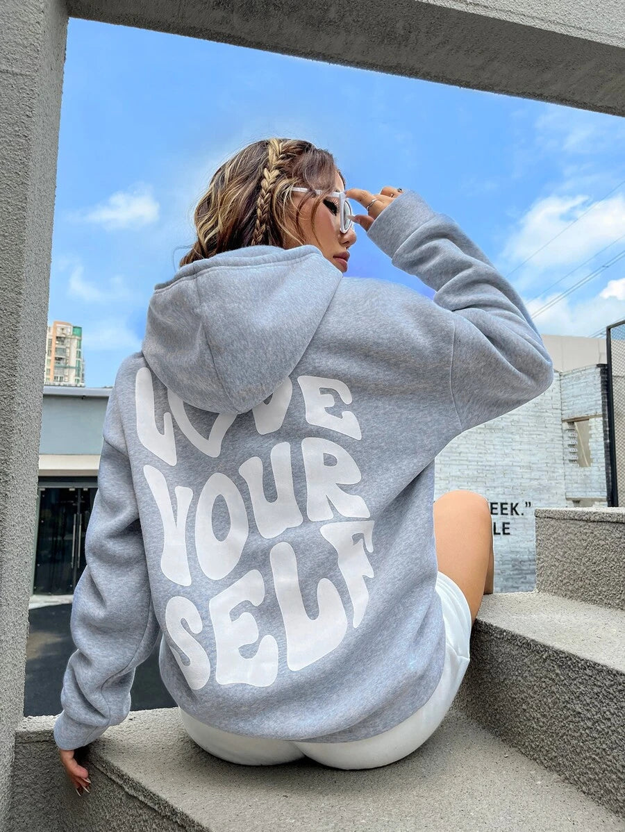 Dames Hoodie Casual Oversized Met Print
