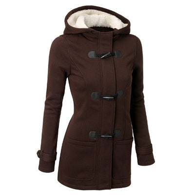Dames Casual Winterjas Met Capuchon En Touw Sluiting