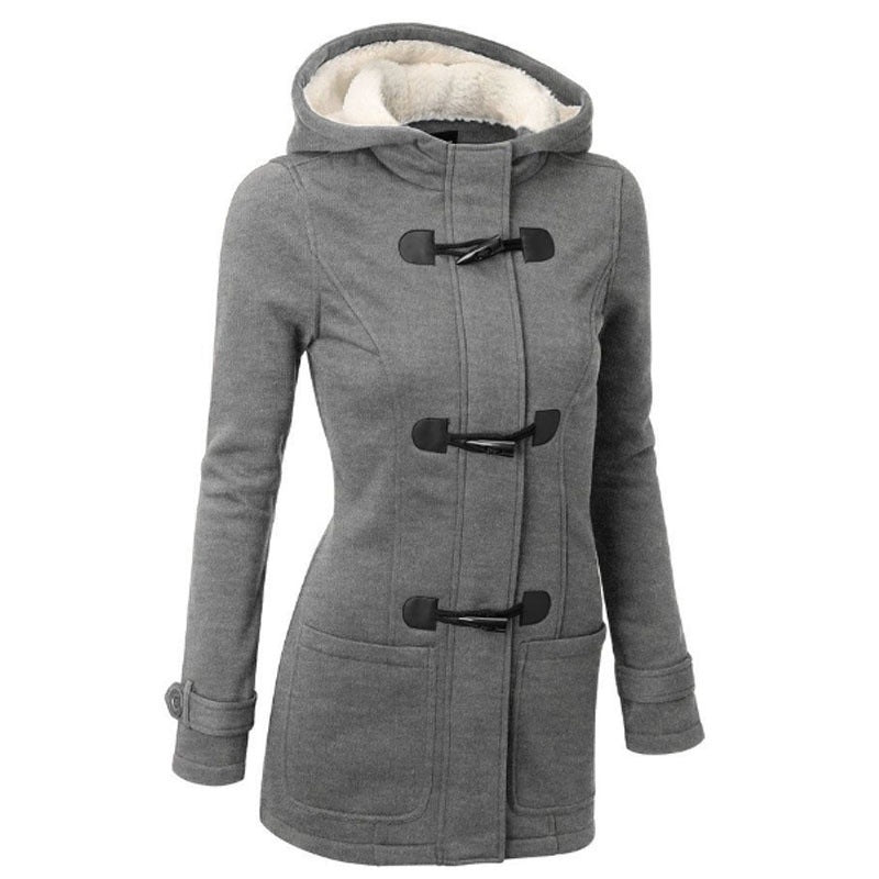 Dames Casual Winterjas Met Capuchon En Touw Sluiting