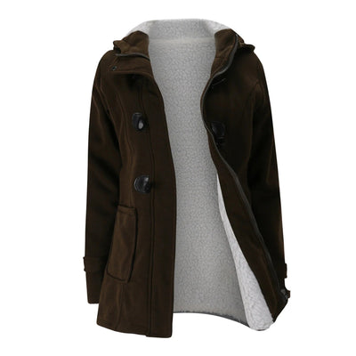 Dames Casual Winterjas Met Capuchon En Touw Sluiting