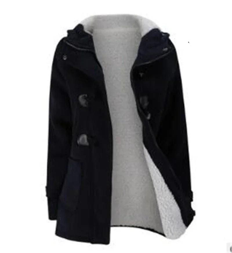 Dames Casual Winterjas Met Capuchon En Touw Sluiting