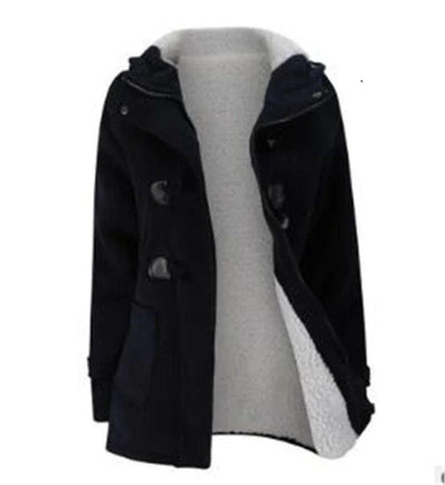 Dames Casual Winterjas Met Capuchon En Touw Sluiting