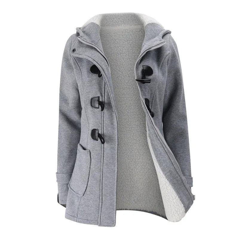 Dames Casual Winterjas Met Capuchon En Touw Sluiting