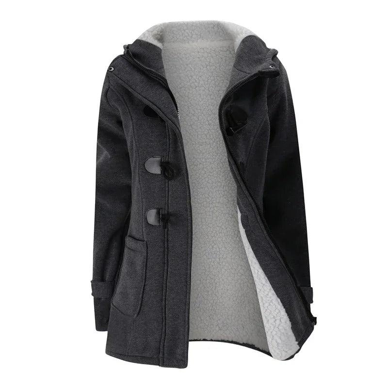 Dames Casual Winterjas Met Capuchon En Touw Sluiting