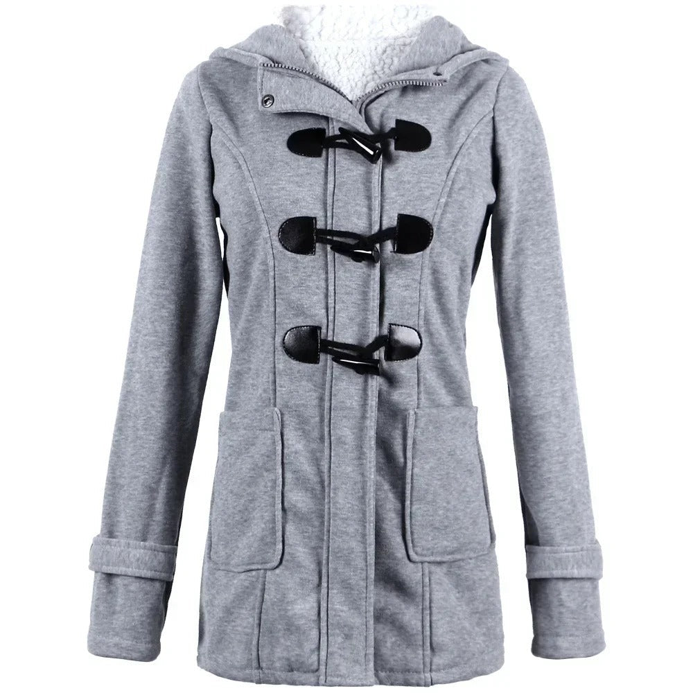 Dames Casual Winterjas Met Capuchon En Touw Sluiting