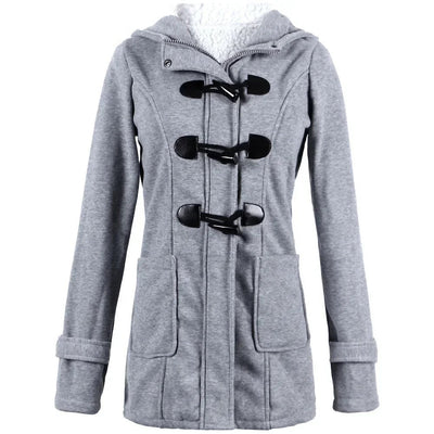 Dames Casual Winterjas Met Capuchon En Touw Sluiting