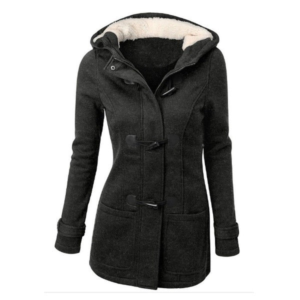 Dames Casual Winterjas Met Capuchon En Touw Sluiting