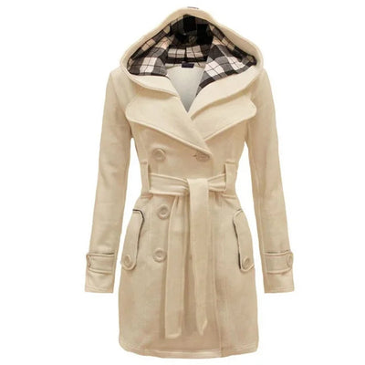 Dames Trenchcoat Met Capuchon En Ceintuur