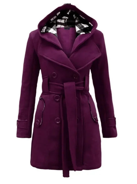 Dames Trenchcoat Met Capuchon En Ceintuur