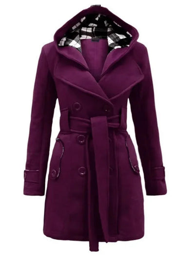 Dames Trenchcoat Met Capuchon En Ceintuur
