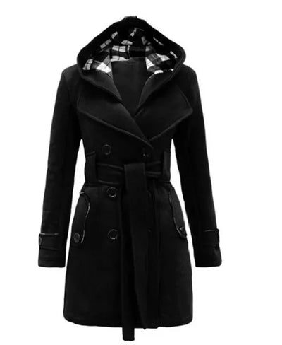 Dames Trenchcoat Met Capuchon En Ceintuur
